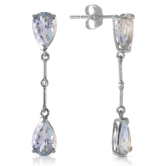 Galaxy Gold Products Jewelry - GOLD DIAMONDS & AQUAMARINES DANGLING EARRINGS